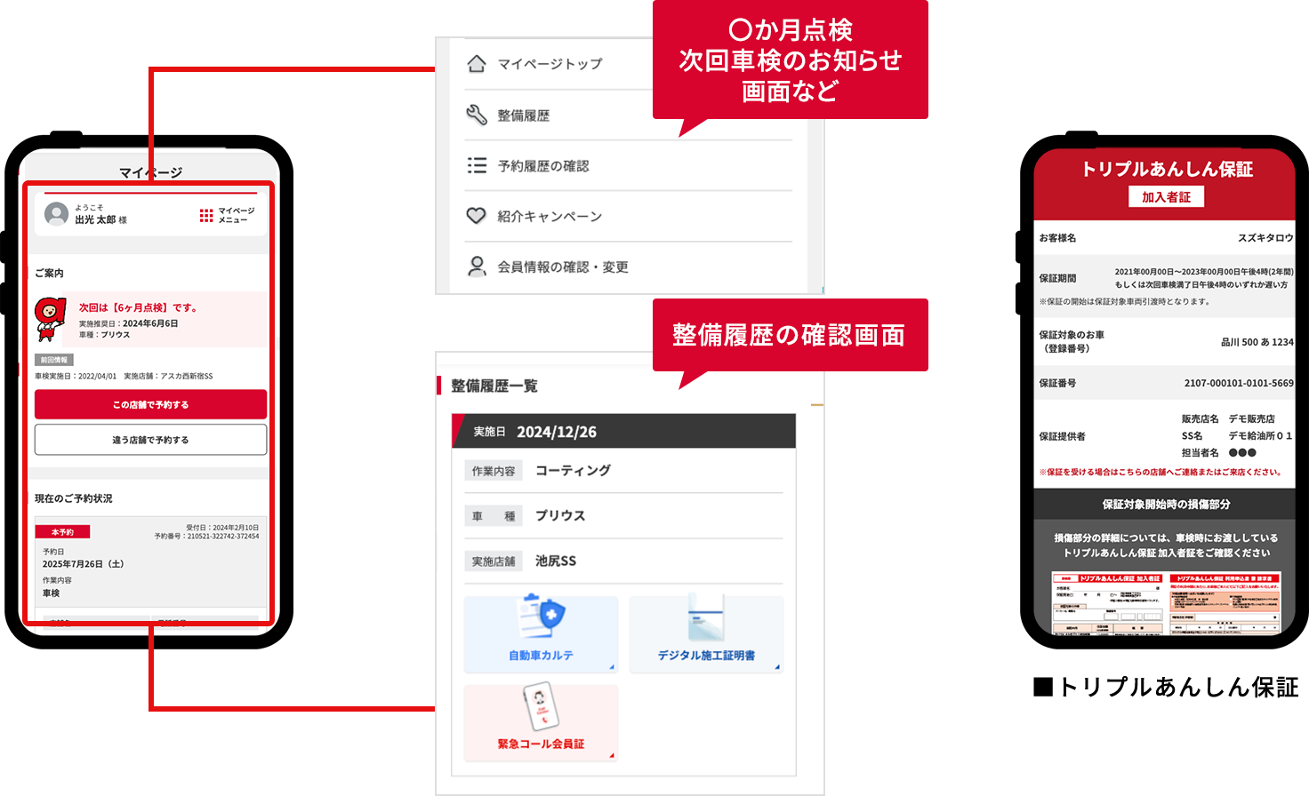 マイページ整備内容画面